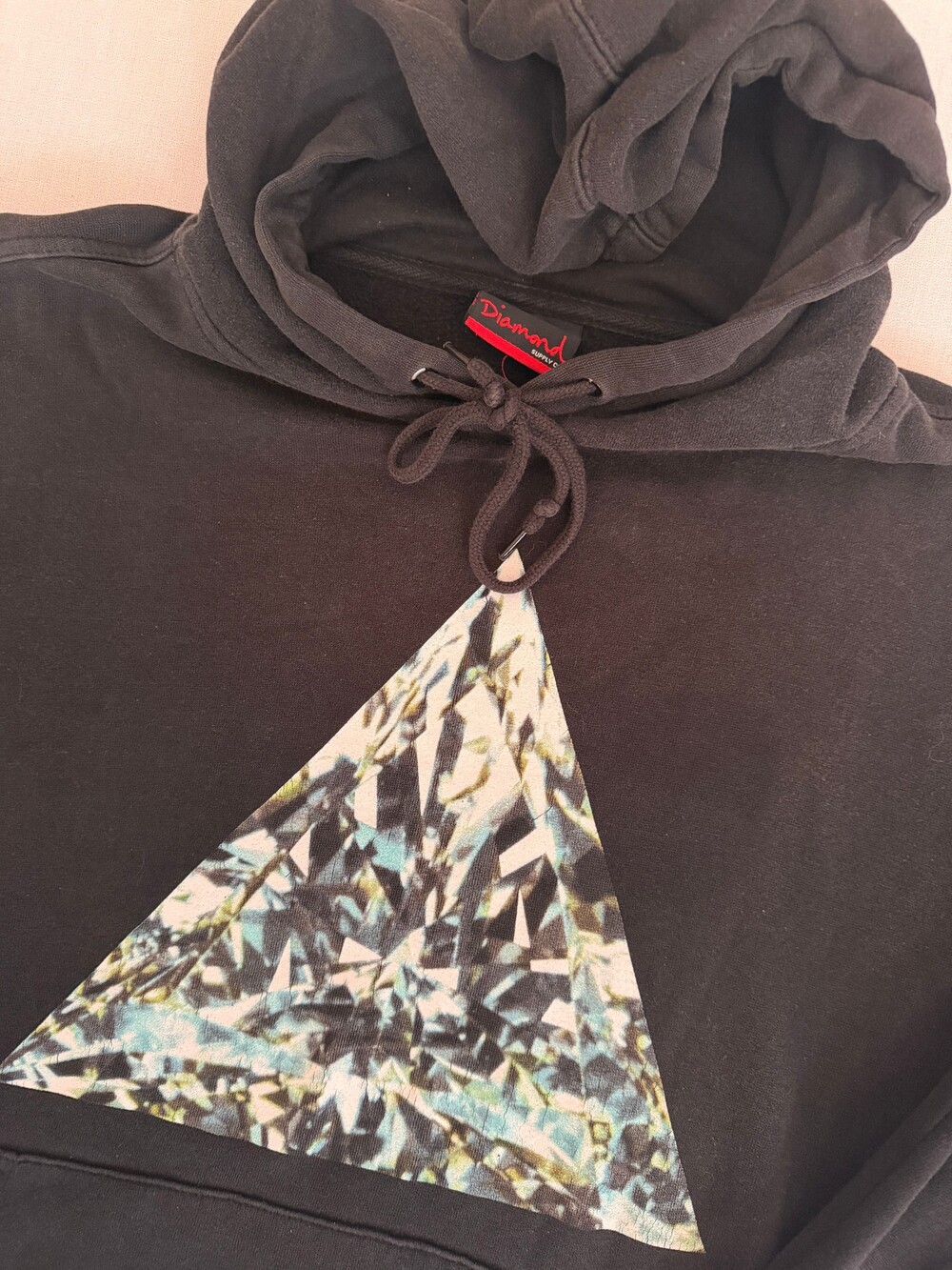 Diamond Supply Co Black Hoodie with Diamond Graphic and Sleeve Embroidery 1009